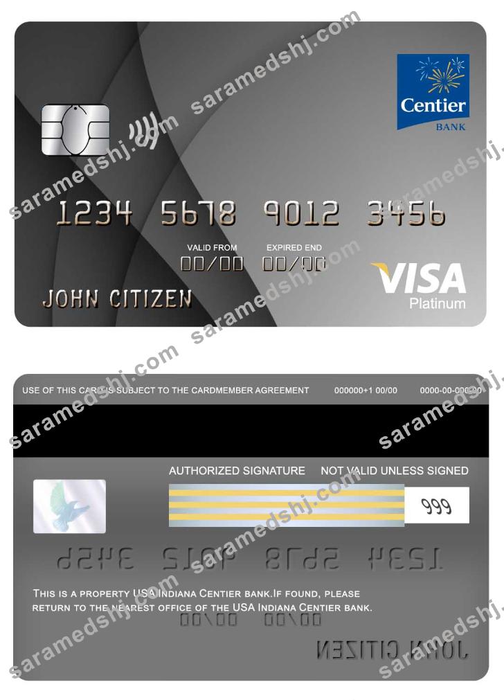 USA Indiana Centier bank visa platinum card